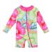HUAANIUE Baby Girls Shortsleeve One Piece Zipper Swimsuit 6Month-3Year UPF 50+ Sun Protection Swimming Costume 3-4 Years 07 Greenhotpink Swimwear