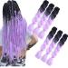 Braids Extensions purple Kanecalon Kunsthaar Hair 6Pack Ombre Braeding Hair 24 " Jumbo Box Braids for Crochet Braids Synthetic Hair Extension (black-purple) B27