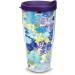 Tervis Made in USA Double Walled Fiesta Insulated Tumbler Cup Keeps Drinks Cold & Hot, 24oz - Purple Lid, Purple Floral