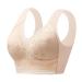 NHNKB Bralette Women Push Up Busier BH Women's BH with anterior side buckle top edge without steel ring movement yoga sleep large BH Tank Top Bustier Beige L
