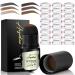 Eyebrow Stamp Stencil Kit Eyebrow Stencils with 24 Pc Eyebrow Brown Definer Brow Stencils and Shaping Kit Reusable (Light Brown)