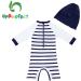 UPF 50+ Baby Boy Swimwear Set with Sun Hat | Navy Stripe | 3-6 Months - Buy Online on SooperMarket.com