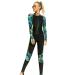 Women's Full Body Wetsuit Surfing Diving Suit Scuba Dive Skin Rash Guard One Piece Long Sleeve Zip Quick Dry Sunsuit Black,green Medium