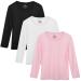 Cooraby 3 Pack Girls' Cotton Longs Sleeve Underwear Kids Warm Undershirts with Lace Girls' Thermal Top Underwear 4T Black White Light Pink