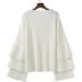 Creoqiji Women's V-Neck Sweater - Autumn/Winter Loose Fit with Leaf Sleeves - Comfortable Elastic Party Wear in White (Size L) - Buy Online on SooperMarket.com