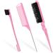 Qufiiry 3 Pcs Slick Back Hair Brush Edges Brush Slick Brush Set Back Combing Brushes Teasing Brush Backcombing Brush For Women Hair Salon Hair Slicking Pink
