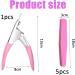 DHWEKU Stainless Steel False Nail Clippers Professional Nail Cutter Clippers Capsules Nail Clippers for False Nails and Gel Nails with 5 Diamond Shaped Sponge Rubbing Strips (Pink) - Buy Online on SooperMarket.com