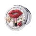 Beaupretty Round Mirror Compact Mirror Rhinestone Red Lips High Heels Magnifying Makeup Mirror Mini Pearl Folding Cosmetic Mirror Portable Vanity Mirror for Women Girls Hand Held Mirror