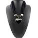 GUMEI Ethnic Style Women Scarf Heart Pendant Necklace Pendant Nature Stone Jewelry Scarf Leopard Pattern Scarf Black
