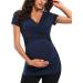 Love2Mi Maternity Nursing Shirt - Short Sleeve V-Neck T-Shirt - Navy - Size L - Buy Online on SooperMarket.com