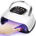 LKE 220W UV lamp for gel nails UV nail lamp with improved charging plug and 4 timers LCD display infrared sensor removable base handle LED lamp nails (white)