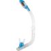 Cressi Youth Dry-Top Snorkel - Splash-Guard and Closing Valve on Top, Silicone Mouthpiece, Quick-Release Keeper - Designed in Italy Clear/Blue