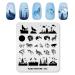 Alexnailart Nail Art Stamping Plates Picture Template with Natural Forest Wolf Moon Eagle Branch Pattern for Nail Design Manicure Print DIY Nail Design Nail Polish Transfer Tools NA032