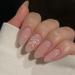 Light Pink Press on Nails Short Glossy Solid Color Fake Nails Full Cover False Nails Design with Bow Tie Short Nude Sweet Stick on Nails for Women&Girls Nail Art Decorations 24Pcs style 14