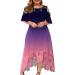 Plus Size Summer Dress for Women - Gradient Print, Lace Detail, Short Sleeve, Loose Fit - 3X-Large Purple - Buy Online on SooperMarket.com