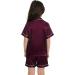 Kids Silk Pyjamas Set | Short Sleeve Satin PJs for Boys & Girls | Button-Down Nightwear in Dark Wine Red | Ages 4-16 - Buy Online on SooperMarket.com
