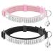 EXPAWLORER Cat Collar Breakaway with Bells - 2 Pack Rhinestones Bling Diamante Collars - Soft Velvet Safe Adjustable Shing Collar for Cats Kitty Girls and Small Dogs Black + Pink