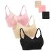 Dreamburn Maternity Nursing Bra Wireless Seamless Comfortable Breastfeeding Bras 4 Rows Adjust Hook with Removable Spill Prevention Pads Add Extenders XXL Black+biege+pink Style1