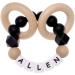Personalized Name Baby Keepsake Rattle  Ausbay Customizable Rattle Teether Toys with Premium Beech Wood Rings for Girls Baby Shower(Black)