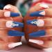 Matte Crystal Blue Extra Long Coffin Press on Nails - 24pcs 3D Bling Ballerina False Nails for Women and Girls - Buy Online on SooperMarket.com