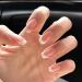 24PCS Press on Nails Short French Fake Nails Glue on Nails Glossy Coffin Acrylic Nails Nude Pink French Tips Nails False Nails with Glue Square Head Full Covers Stick on Nails for Women and Girls french-tips