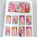24 Pcs Medium Square French Fake Nails | Acrylic Colorful Flower Designs | Glossy Full Cover False Nails | Manicure Decorations for Women and Girls - Buy Online on SooperMarket.com