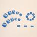 Silver Glitter Short False Toe Nails with Line Design - Cute Square Acrylic Press-on Toenails for Women - Buy Online on SooperMarket.com