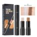 Highlighter Stick, Contouring Stick, Concealer Contour, Double-Head 2 in 1 Make up Concealer Contouring Cream Set, Long Lasting Contour Cosmetics Set ( 2 colors )(Ivory + Dark Brown)