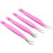 Set of 4 M Lash Tweezers | Professional Japanese Steel | Eyelash Extensions Supplies (Pink) - Buy Online on SooperMarket.com