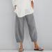 Viyabling Women's Linen Palazzo Pants - Loose Fit Summer Lounge Trousers with Elastic Waist and Pockets - Casual Dress Pants in 4XL - Gray - Buy Online on SooperMarket.com