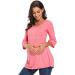 Love2Mi Maternity Blouse S Pink | A Line Pregnancy Shirt 3/4 Bell-Sleeve Striped Maternity Clothes - Buy Online on SooperMarket.com