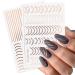 3D Rose Gold Metal Nail Stickers - Self-Adhesive Nail Art Decals for DIY Manicure | 8 Sheets of Stripe Lines & French Tips - Buy Online on SooperMarket.com