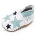 Dotty Fish Soft Leather Baby Shoes. Toddler Shoes for Boys. Non-Slip Suede Soles. 0-6 Months - 4-5 Years 0-6 Months Blue Stars