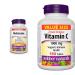 Webber Naturals Melatonin 3 mg 180 Quick Dissolve Tablets For Sleep Support Vegetarian & Vitamin C Timed Release 1000 mg 150 Tablets For Bones Teeth Immune and Antioxidant Health