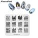 Nail Stamp Plate Set - 5pcs Picture Design Templates for Nail Art | Rock City Architecture Leopard & Hair Braiding Patterns - DIY Manicure Tools GT0011 - Buy Online on SooperMarket.com