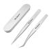 Eyelash Extension Tweezers - Professional 2 Pcs Straight and Curved Pointed Tweezers - Precision Crafted Tweezers for 3D-6D Volume False Eyelashes Extensions with Aluminum Storage Case- Ms.Queen 2Pcs Tweezers Set