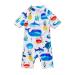BONVERANO Baby Boy All-in-one Sunsuit/Swimsuits upf 50+ Sun Protection S/S Swimming Costume with Cap. 12-18 Months White Fish