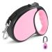 Retractable Dog Lead 5M Long Extendable with Non-Slip Handle & Adjustable Dog Lead One-Hand Brake Pause Lock 360 Universal Anti-winding with Bonus Training Clicker for Small Medium Dogs (Pink)