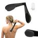 Back Applicator Long Handle Lotion Applicator for Back Portable Travel Self Sunscreen Applicator with Long Reach Folding Handle for Elderly Women (Black) cream applicator