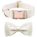 Lionet Paw's dog collar with fly - comfortable silk white wedding dog collar with removable fly for medium dogs neck 34-55cm m (1 Pack) white