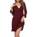 Bresdk Women's Maternity Nightdress | Long Sleeve Breastfeeding Nightgown Loungewear Pyjamas | Pregnant Red Nightwear - Buy Online on SooperMarket.com