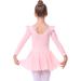 danswan Toddler Girls Long Sleeve Ballet Leotards Dance Dresses Tutu Outfit Ballerina with Glitter Skirt Ballet Pink - A3 (Long Sleeve) 4-5T