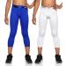 TSLA 1 or 2 Pack Boys Youth UPF 50+ Compression Pants Baselayer Cool Dry Running Tights 4-Way Stretch Workout Leggings Capri 2pack White/ Blue 6