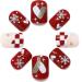 Brishow Christmas False Nails - Snow Press on Nails Antler Short Red Fake Nails 24pcs for Women and Girls - Buy Online on SooperMarket.com