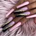 Brishow French artificial nails long nails to stick with gold glitter press on nails pink ballerina acrylic artificial nails wrong nails 24 pieces for women and girls