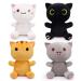4PCS Cat Stuffed Animal Set Mini Cat Plush Kit Kawaii Small Cat Plush Doll Cute Plush Cat Doll Stuffed Cat Figure Plush Toys for Kids Girl Boy Gift for Halloween Christmas black+yellow+grey+white