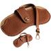 Vintage Leather Eyeglasses Case Holder | Portable Slim Sunglasses Pouch | Soft Glasses Bag for Men & Women - Brown - Buy Online on SooperMarket.com