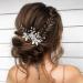 Vakkery Bridal Wedding Hair Comb | Silver Pearl Leaf Headpiece for Women & Girls | Elegant Hair Accessories - Buy Online on SooperMarket.com
