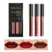 3Pcs Deep Red Brown Matte lipstick Set   Deep Red Brown Lip Stain Long Lasting 24 Waterproof Lip Gloss Gift Set  Lipstick Sets for Women Lippies Lip Matte Makeup Lipgloss Beauty Cosmetics Kit (SET02)