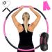 Fiteroc Weighted Fitness Hula Hoop Adult Beginner - Weighted Hula Hoop for Adults - Detachable and Portable - Exercise Holahoop with Jump Rope, Resistance Band and Carry Bag Black/Pink